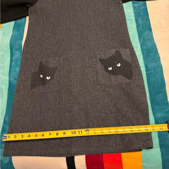 Gray & Black Cat Pocket Tunic Dress - Picture 4 of 6